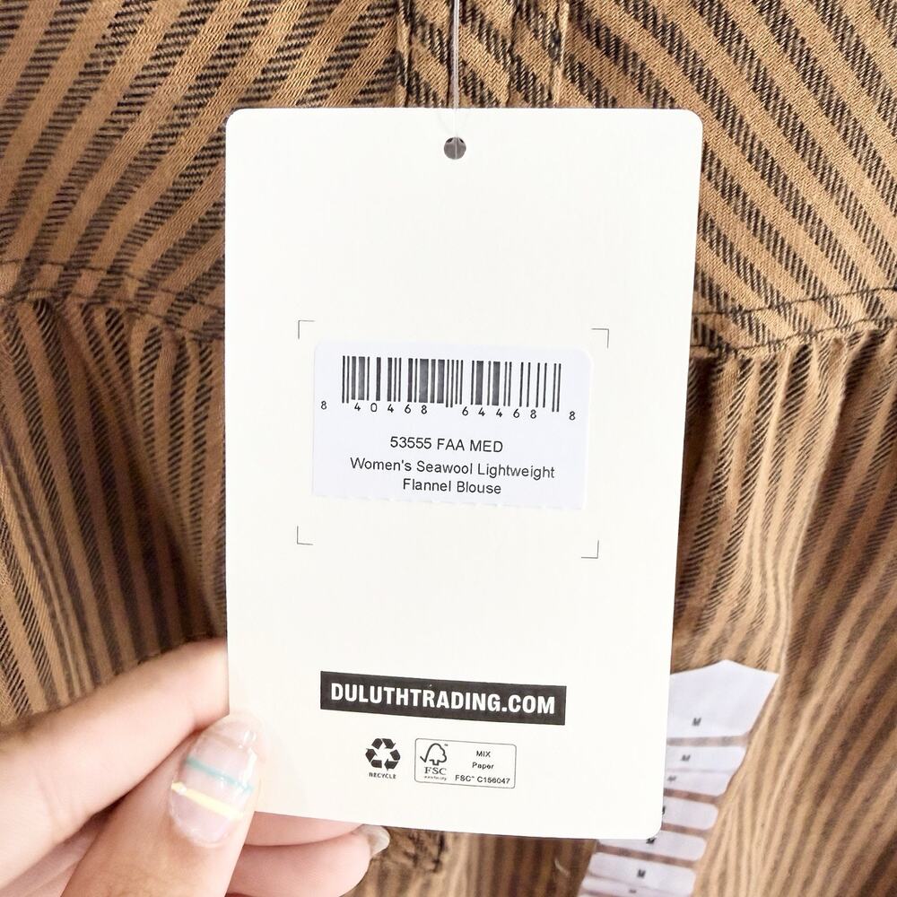 Duluth Trading Women’s Seawool Lightweight Flannel Blouse Henley Striped Size M - Picture 8 of 8